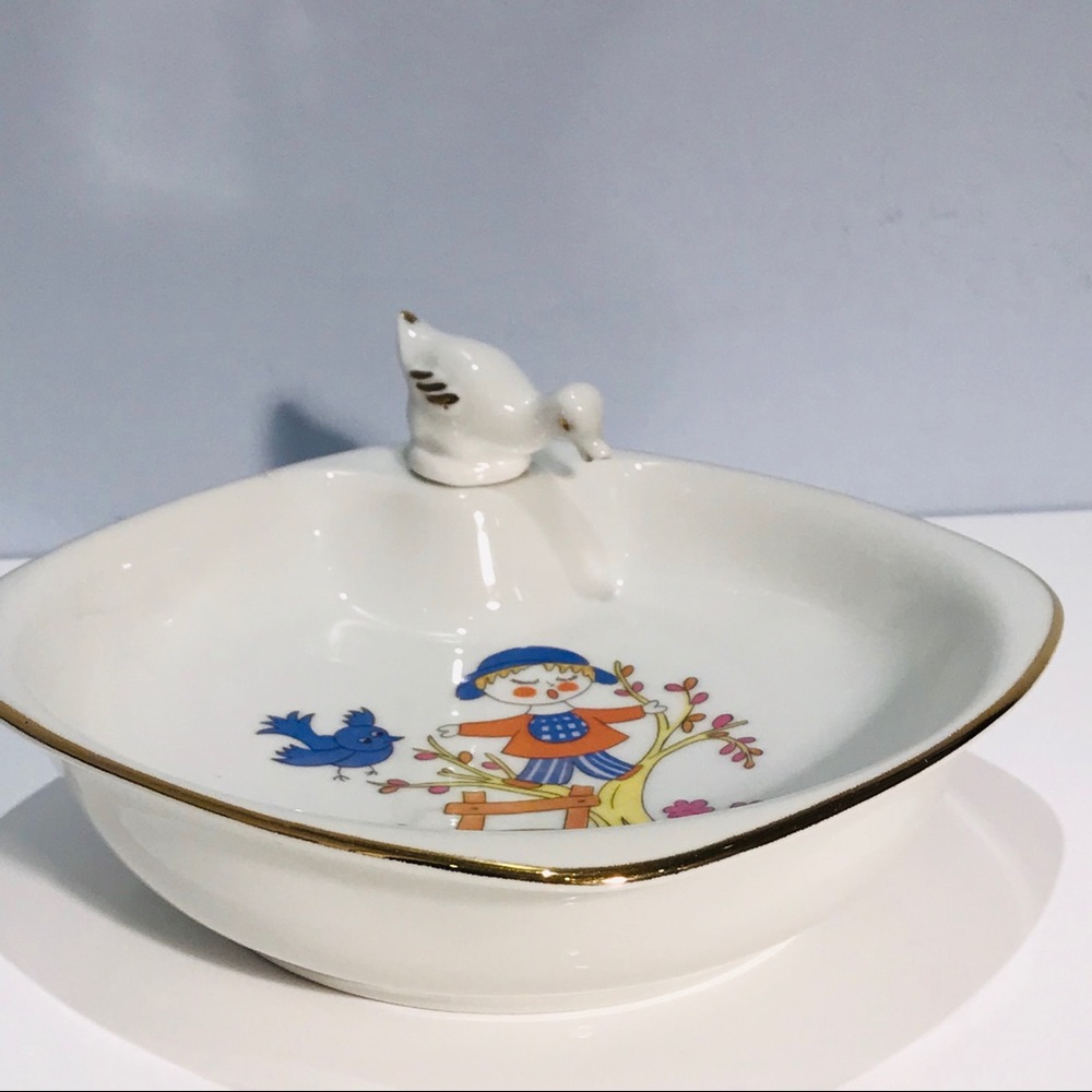 FD Chauvigny 1950s Porcelain Baby Warming Dish